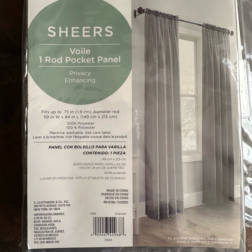 Sheers Voile 4 Rod Pocket Panels - Gray